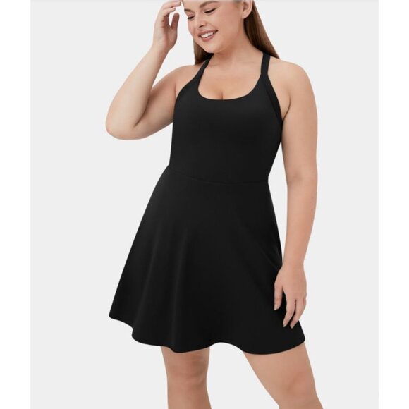 Halara Exercise Dress Sz 3XL Womens Black Backless Cut Out Twisted Side Pocket 2 - Picture 10 of 13